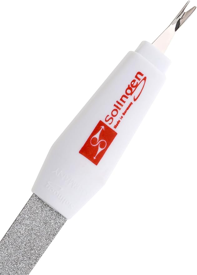 Solingen Germany 2-in-1 Nail File & Cuticle Trimmer | Stainless Steel Sapphire Fingernail & Toenail File for Manicure & Pedicure | Durable Professional Tool