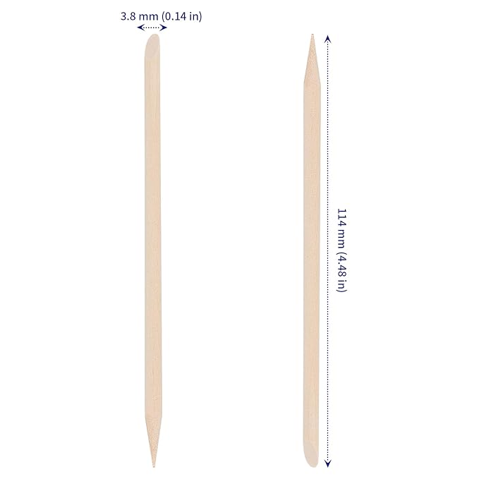 SOUJAP 2400Pcs 4.5 Inch Orange Wood Nail Sticks, Double Sided Wood Cuticle Pusher Tool, Wooden Cuticle Sticks for Manicure, Pedicure
