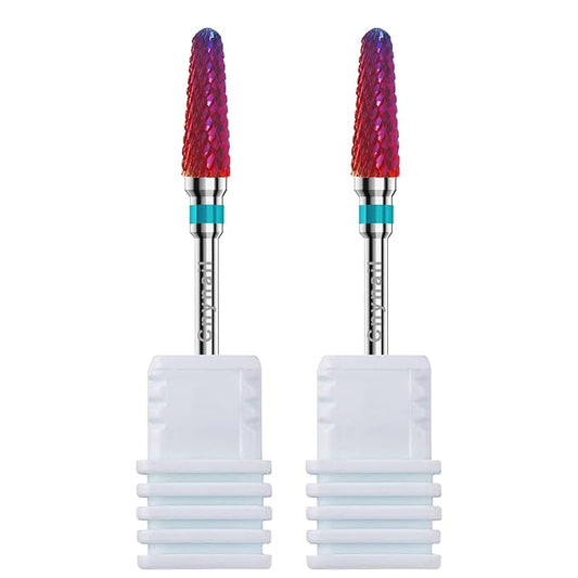 3/32" 2PCS Clean Cone Bits Medium Grit Carbide Cuticle Cleaner Bit for Electric Nail Drills – Professional Manicure Tool for Nail Salons and Home Use (M Grit. Purple)
