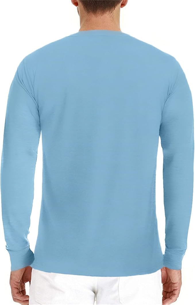 Lexiart Mens Fashion Henley Shirts Long Sleeve Button Cotton T-Shirt with Pocket