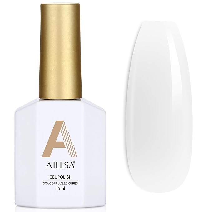 AILLSA Milky White Gel Nail Polish Nude Gel Polish Natural Color Translucent Jelly Gel Polish Soak Off U V Clear Coat Gel Neutral Nail Art French Manicure at Home 0.51 Fl Oz /GB07