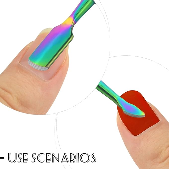 4 Pieces Nail Cuticle Pusher Stainless Steel Nail Polish Cuticle Remover Double Ended Manicure Nail Pedicure Tool Metal Cuticle Peeler Scraper for Fingernails and Toenails (Rainbow)