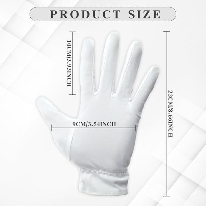 White Cotton Gloves,Cotton Gloves for Dry Hands Sleeping,White Cotton Gloves Women,White Gloves Costume,Cotton Gloves for Sleeping,Moisturizing Gloves Overnight,White Marching Band Gloves