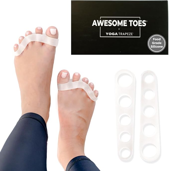 Natural Toe Spacers & Separators, Fast Pain Relief from Hammertoe & Bunions | Food Grade Silicone Toe Stretchers Used for Walking, Running & Yoga Practice | Large