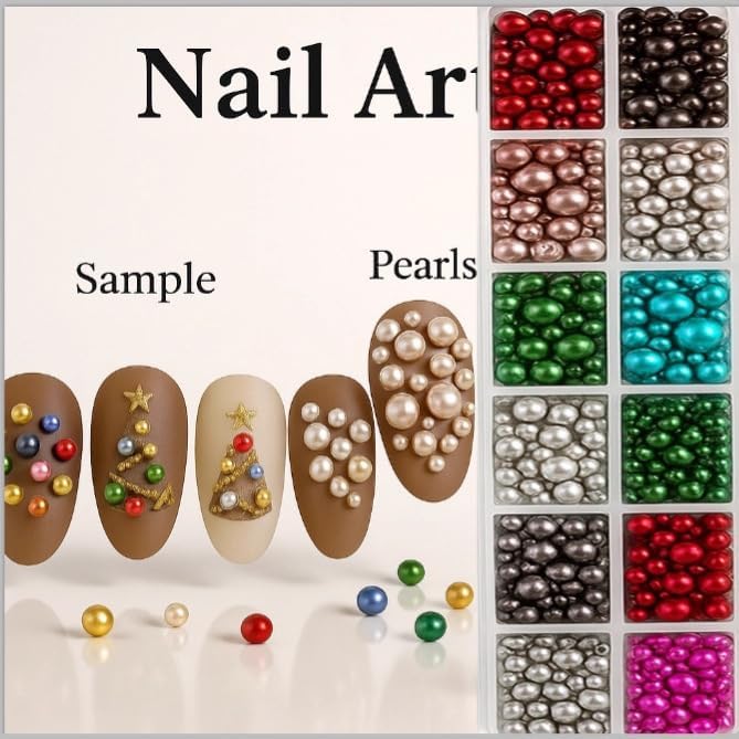 0.8mm Caviar Beads for Nails 6 Sizes Mini Small Stainless Steel Beads Nails Art Decorations Gun Grey DIY Tool Studs Accessories Gold Charms for Nails (Green)