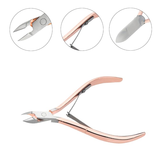 8Pieces Cuticle Trimmer Cuticle Nipper Cuticle Remover Cuticle Cutter with Cuticle Pusher Stainless Steel Cuticle Cutter Clipper Nail Tools for Fingernails and Toenails (Rose Gold)