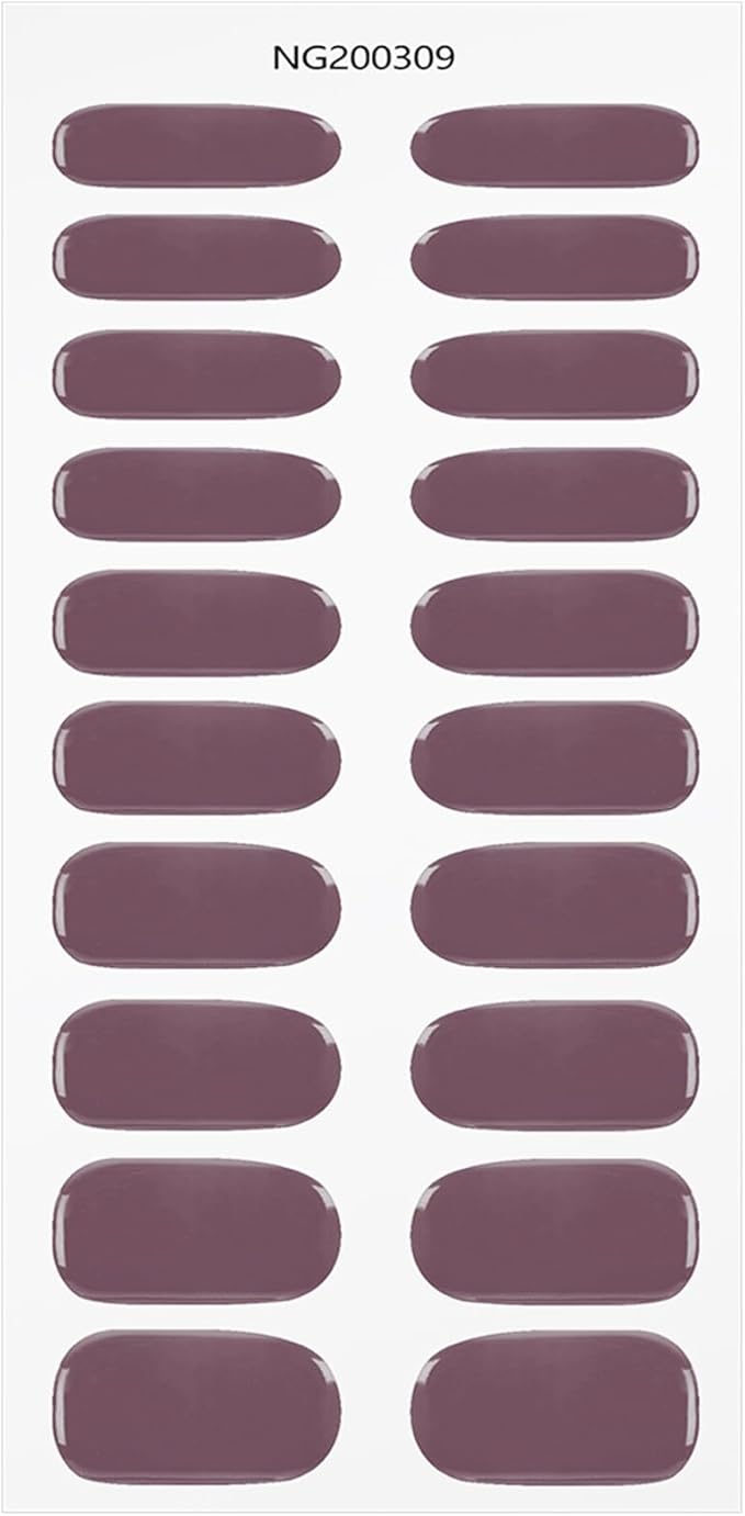 JMEOWIO Gel Nail Stickers Purple Cream Semi Cured Gel Nail Strips Wraps UV/LED Nails Art Design Decoration Accessories