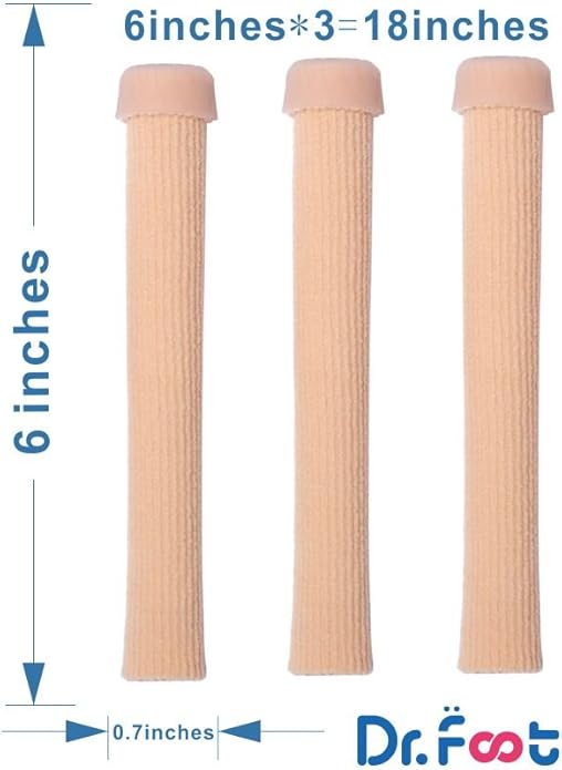 Dr. Foot's Toe Tubes-3 Pcs-Fabric Sleeve Protectors with Gel Lining Pad The Toes to Prevent Corn, Callus & Blister-Bunions Sore Corns Hammertoes Gel Toe Separators Protector