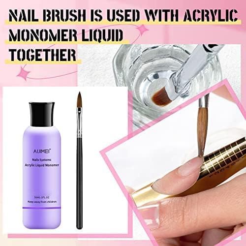 AIJIMEI 58ml Acrylic Liquid Monomer & Nail Brush Cleaner 58ml with 3pcs Nail Brushes, Nail Extension for Acrylic Nail kit