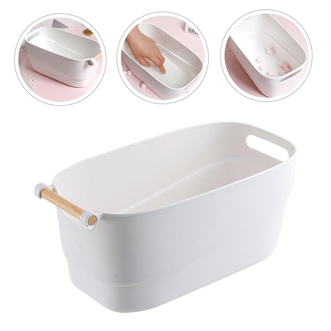 Full Hand Soak Bowl Manicure Spa Bowl Nail Soak Container Non-breakable Plastic Wooden Hand Rest