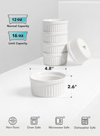 LE TAUCI Ramekins 16 OZ Oven Safe, Ceramic Souffle Dishes - Image 2
