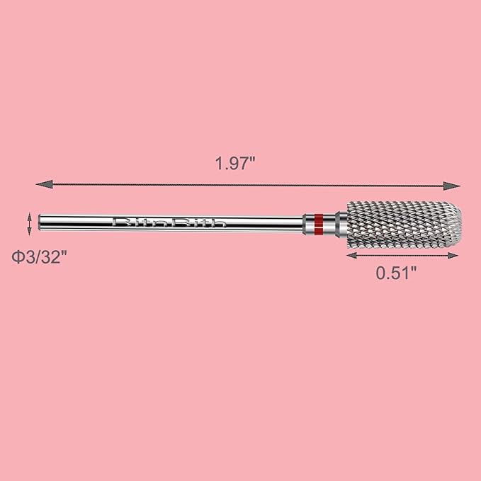 Nail Drill Bit 3/32”Fast Remove for Acrylic or Hard Gel,Barrel Electric Nail File Carbide Bit for Nail Cuticle Gel Dipping Powder Polishing, Professional Manicure Pedicure Nail Art Tool,Fine