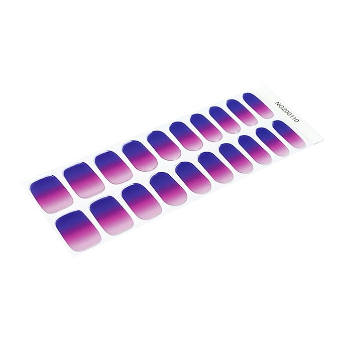 WOKOTO 20 Pcs Gradient Purple Semi Cured Gel Nail Strips With Nail File & Wooden Stick, Semi Cured Gel Nail Wraps Stickers, UV Light Gel Nail Polish Strips Stick On Real Nail Polish Stickers Kit