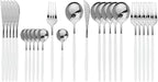 JASHII Flatware Serving Set 24 Piece, Stainless Steel Silverware Set, Modern by JASHII
