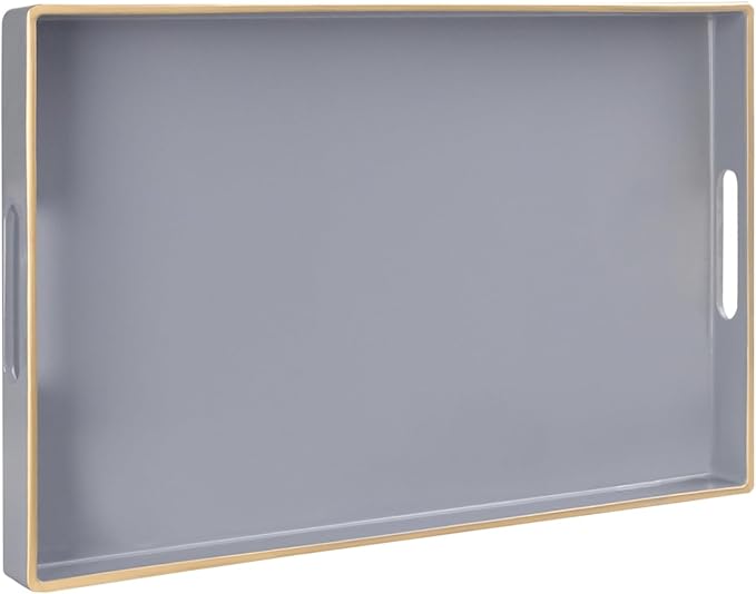 Gray Serving Tray with Handles, Modern Grey Decorative Tray by MAONAME