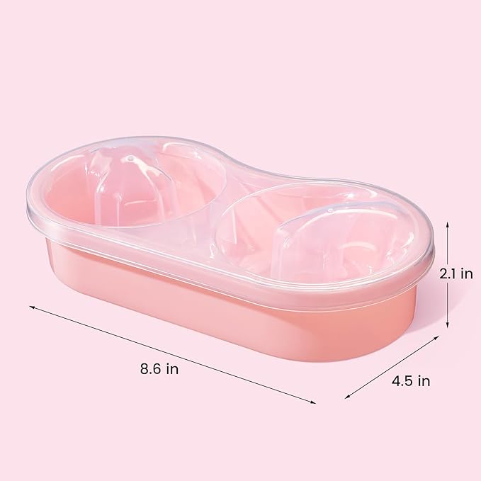 Quaferen Dual Nail Soaking Bowl: 2-in-1 Nail Polish Remover Manicure Bowl Acetone Proof for Women, Time-Saving Soak Off Acrylic Nail Removal Kit for Salon Home (Normal Size, Pink)