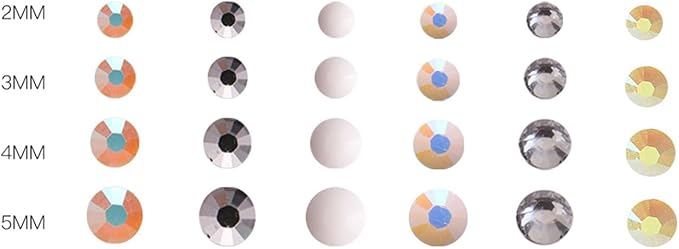16920Pcs Nail Art Rhinestones, BetterJonny 6 Colors Round Nail Flatback 2/3/4/5mm Rainbow Gems Set with Tweezers and Pencil AB Glitter Flat-Bottomed Rhinestone for Crafts Decoration and Jewelry Making