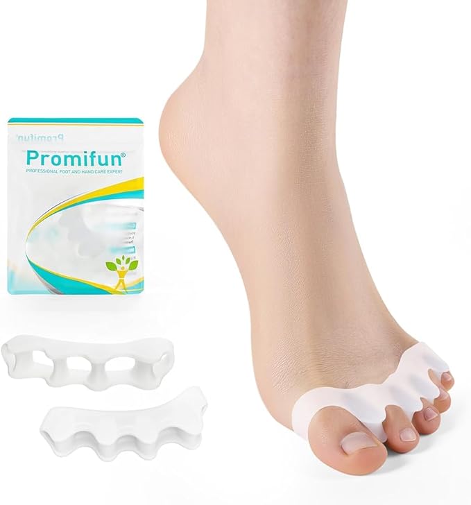 Toe Spacers & Separators - 8-Pack Bunion Corrector for Toe Alignment & Toe Pain Relief - Toe Separators for Women & Men - Toe Spacers for Gifts with Gel Cushion (White) - FSA HSA Eligible - M