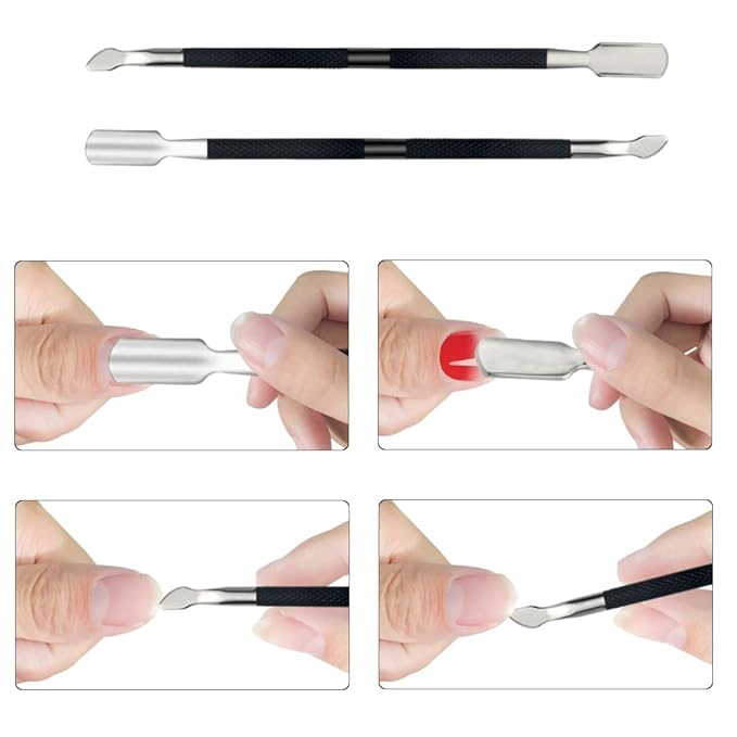 8Pieces Cuticle Trimmer Cuticle Nipper Cuticle Remover Cuticle Cutter with Cuticle Pusher Stainless Steel Cuticle Cutter Clipper Nail Tools for Fingernails and Toenails (Black)