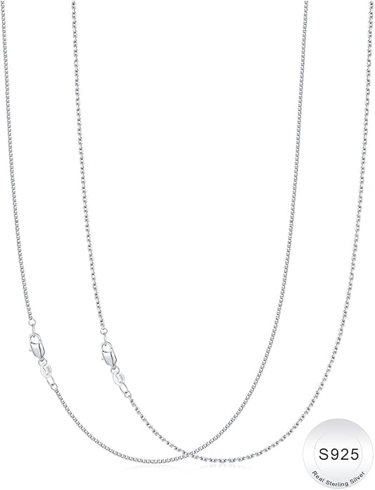 IIEFWELL S925 Sterling Silver Chain Necklace for Women - 1.2/0.8mm Satellite Bead Cable Box Chains Necklace Set, Hypoallergenic Sturdy Women's Chain Necklaces, 16/18/20/22 Inches Jewelry Gifts