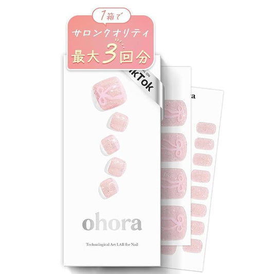 ohora Semi Cured Gel Pedi Strips (P Tutu) - Works with Any Lamps, Salon-Quality, Long Lasting, Easy to Apply & Remove - Includes 2 Prep Pads, Nail File & Wooden Stick