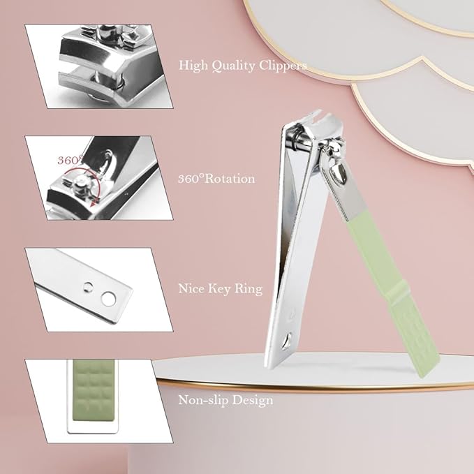 Manicure Set, Nail Clipper Kit, Nail Clipper Set, Nail Care Kit, 8 In 1 Professional Manicure Kit Personal Care, Stainless Steel Facial Pedicure Care Tools, Grooming Kit for Women Men, Green