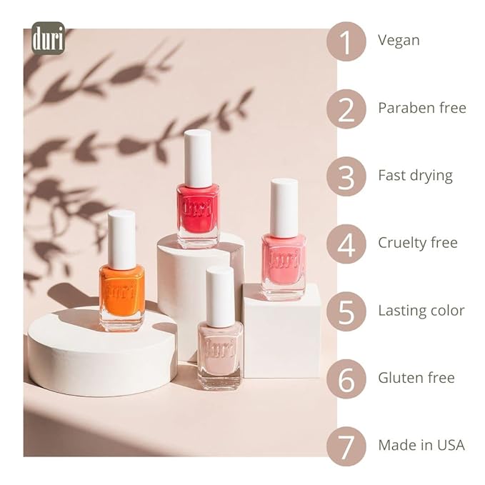 duri Nail Polish, 717 In The Mood For Love, Creamy Pastel Pink, Full Coverage, Fast Drying, 0.45 Fl Oz