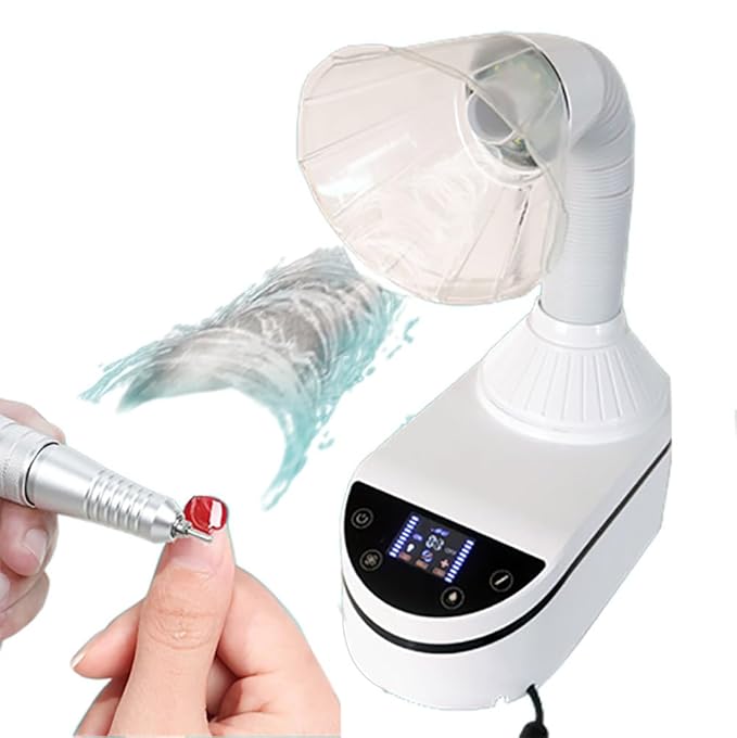 Nail Dust Collector 230W with LED Light and Polishing Drill 100-230V Multifunctional Nail Dust Extractor for Acrylic Gel Nails Polishing, Nail Salon (The machine with polishing drill)