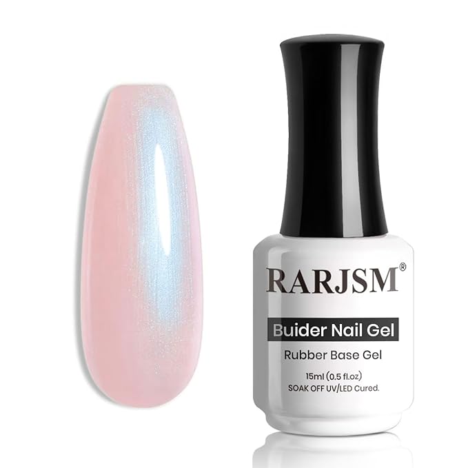RARJSM Gel Builder Nail Polish Pearl Pink Hard Gel in a Bottle Mermaid Shell Glitter Pearlescent Thick Extension Structure for Nails 15ml Soak Off Curing Requires Salon Home DIY Beginer Use