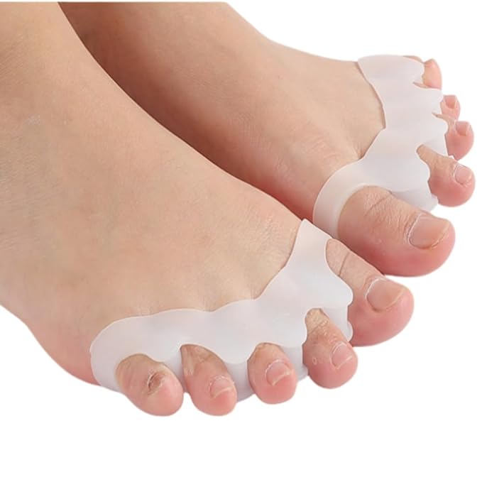 2 Pcs Toe Separators for Women & Men - Silicone Children Newborn Adult Toe Spacers for Overlapping Toes, Bunions, Hammer Toe, Toe Straightener for Foot Pain Relief ([12 years old - adult] White)