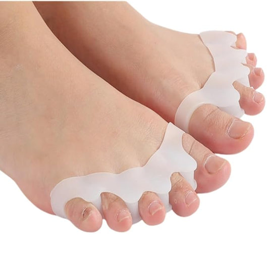 2 Pcs Toe Separators for Women & Men - Silicone Children Newborn Adult Toe Spacers for Overlapping Toes, Bunions, Hammer Toe, Toe Straightener for Foot Pain Relief ([12 years old - adult] White)