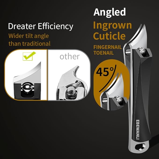 Ingrown Nail Clippers, Slanted Curved Blade Toe Nail Clippers for Ingrown Toenails & Fingernail, Stainless Steel Toenail Clippers Cutter, Angled Nail Clippers for Seniors, Men, Women