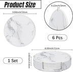 6PCS White Marble Non Slip PU Leather Coasters - Image 2