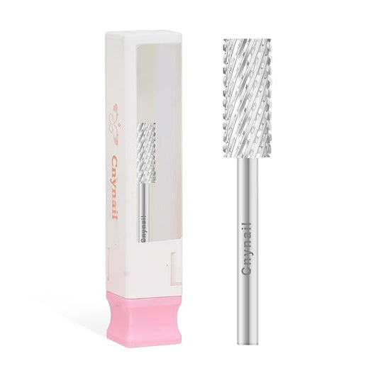 3/32" 5.35MM Small Barrel Flat Top Bit Tungsten Carbide Nail Drill Bit Safety Bit for Gel & Acrylic Removal, 2-Way Rotating Efile Tip, Salon Electric File Accessory (XC Grit, Silver)
