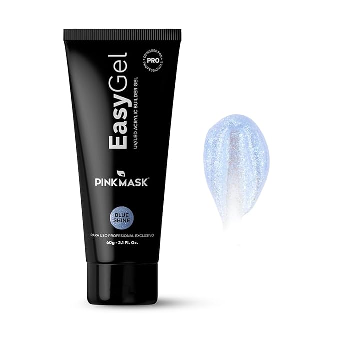 PINKMASK Easy Gel 2oz 60g- Blue Shine, Professional Builder Enhancement Gel-Quick Nail Extension for Beginner DIY, Nail Strengthener-Long Lasting-Salon Quality-Thickening Solution