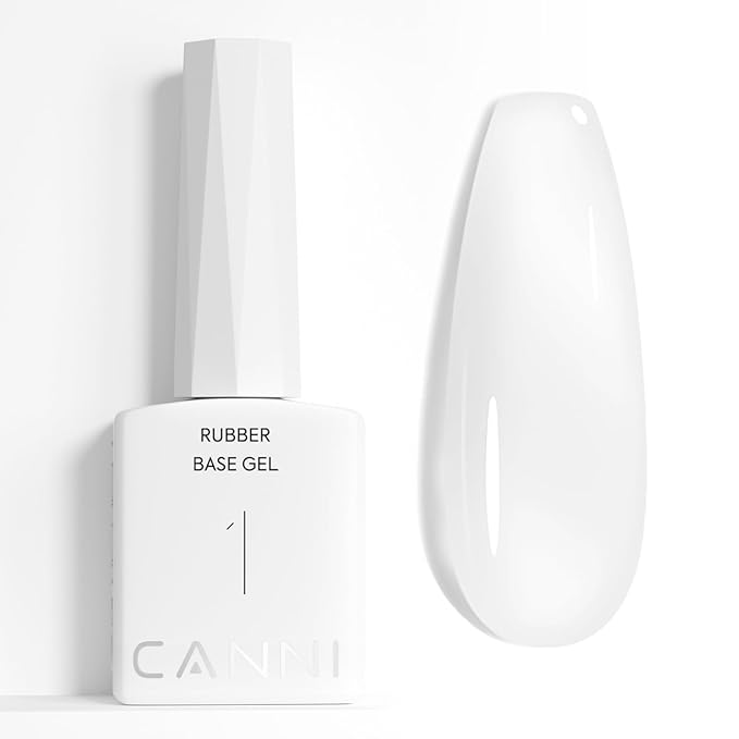 CANNI Rubber Base Gel - 9ml Clear Nail Strengthener Gel, Flexible Base Coat for Weak Nails, UV LED Soak Off Natural Look Manicure DIY Women