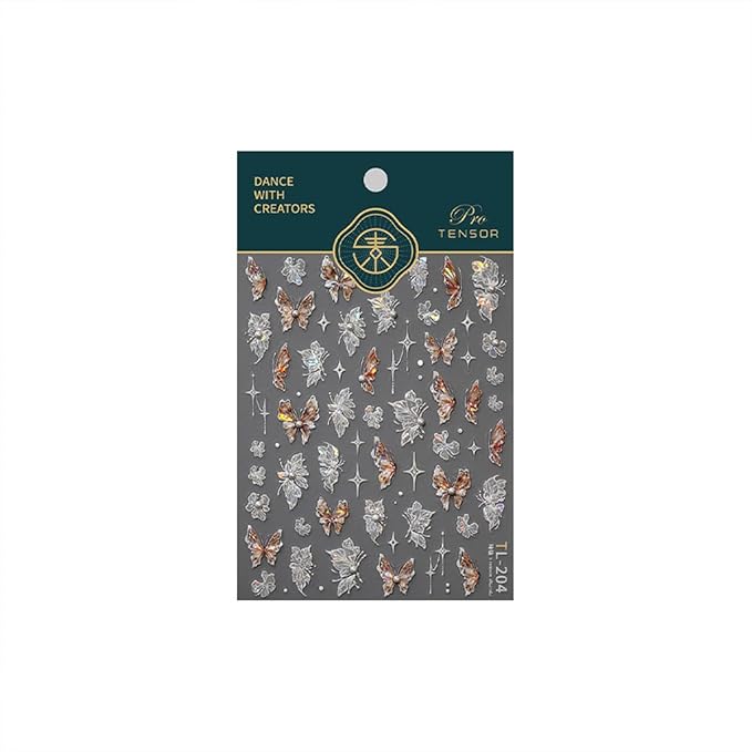 Butterfly Nail Stickers for Nail Art 5D Embossed Pearl Rhinestone Butterfly Nail Art Decals Laser Butterfly Flower Starlight Nail Designs Self Adhesive Nail Art Supplies for Women Nail Art Decoration