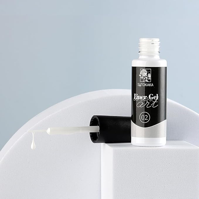Painting Nail Gel Liner Polish Set, 2pcs 8ml Black White Glossy Painting Drawing Line Swirl French Nail Design DIY Manicure Soak Off UV Curing with Thin Nail Art Brush
