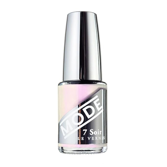 MODE Nail Polish Iridescent Mother of Pearl Ultraviolet White Nail Lacquer, Long Lasting Chip Resistant Strength, UV Protection Care, Made in NY USA, 7 Soir Le Vernis - Ball Culture