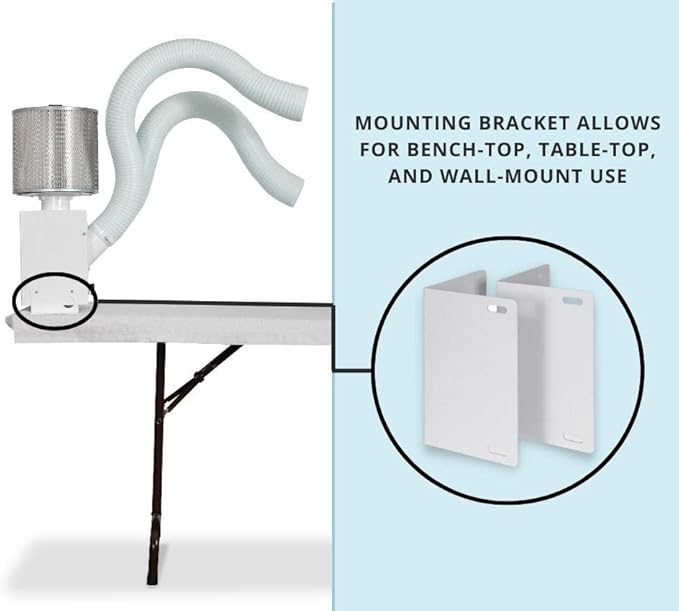 Extract-All Bench-Top Air Cleaning System for Chemical Vapors, Industrial Dust, and Powders with 2 Stage Filtration - Table Top Smoke Remover for DIY, Soldering, Welding, Wire Stripping