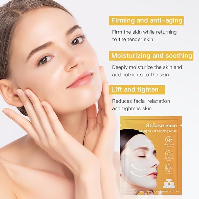 Collagen Lift Shaping Mask, Hydrating Hydrogel Mask, Moisturizing V Shaped Lifting Facial Masks for Women