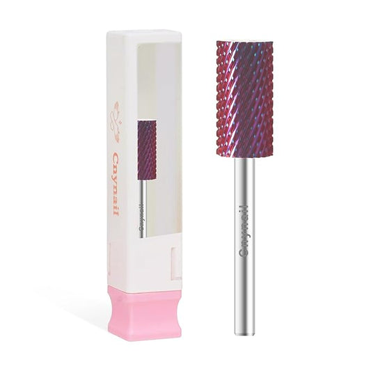 3/32" Large Barrel Bit Tungsten Carbide Nail Drill Bit Safety Bit for Gel & Acrylic Removal, 2- Way Rotating Efile Tip, Salon Electric File Accessory (C Girt, Purple)