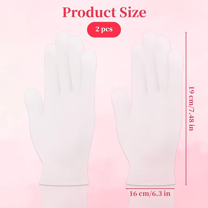 1Pair White Silicone Moisturizing Gloves, Hand Care Silicone Gloves for Repairing Dry Hand, Anti Slip Aloe Lotion Gloves, Reusable Hand Mask Moisturizing Glove Calluses