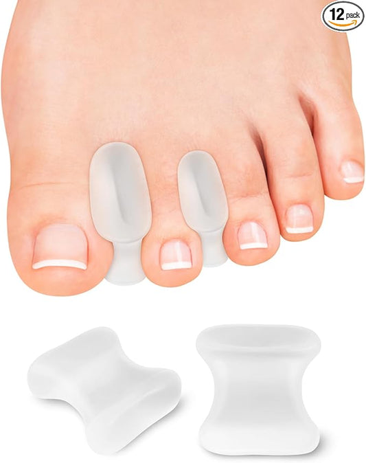 12 Pack Gel Toe Separators Silicone Toe Spacers for Women Men Bunion Corrector Toe Pain Relief, Toe Alignment, Soft Toe Spacer for Crooked Toes, Overlapping Toes, Hammertoe Correction (Small)