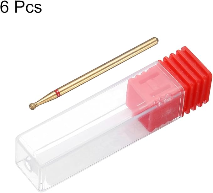 HARFINGTON 6pcs 200-230 Grits Diamond Grinding Bit 1.8mm Ball Head 2.35mm Shank 1.8mm Length Titanium Plated Stone Sanding Drill Bits Rotary Tool for Nails Grinding Polishing
