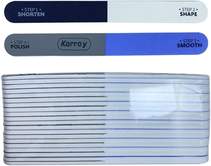 Nail File and Buffer for Natural Nails Dual Sided 4 Steps Shorten-Shape-Smooth-Polishing Nail Tools 20pcs