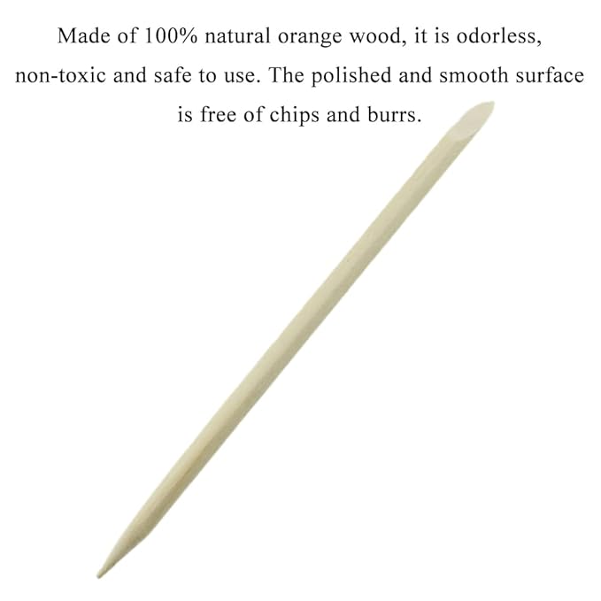 HAHIYO 3.7 inches 100PCs Natural Wood Double-Ended Cuticle Pusher Stick - Mini Orange Wood Stick for Nail Care, Manicure, and Pedicure - Effective Nail Cuticle Remover and Cleaning Tool Set