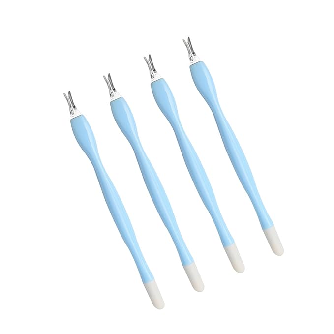 4 Pcs Cuticle Trimmer Pusher Remover, Rubber Tip Gentle on Nail Bed, Stainless Steel Cuticle Remover, Manicure Tool for Fingernails
