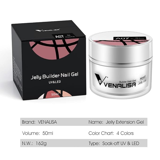 VENALISA Builder Nail Gel, 50ml Jelly Nude Pink Hard Gel Nail Polish for Nails Extension Jelly Strengthener Polygel