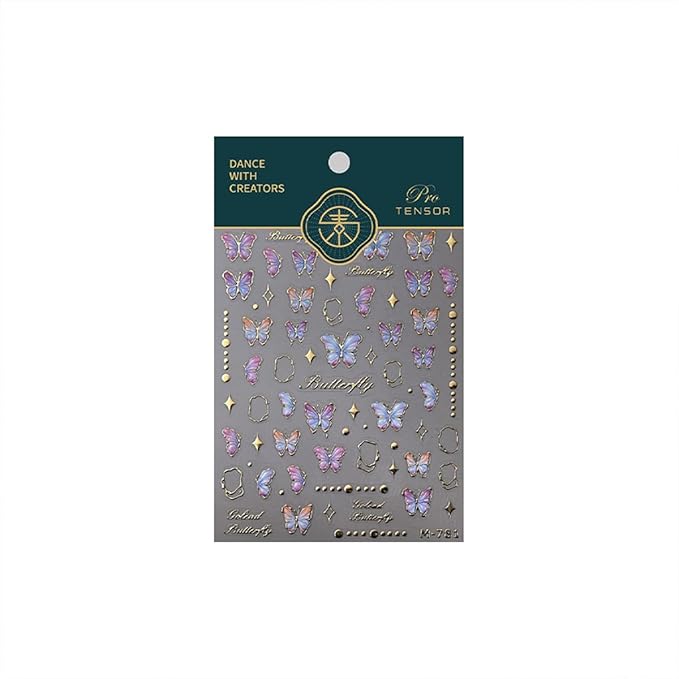 Butterfly Nail Art Stickers Decals Butterfly Nail Stickers Blue Shinny Butterfly Nails Design 5D Embossed Self Adhesive Nail Decals Butterfly Stickers for Women Girl DIY Manicure Nail Art Decorations